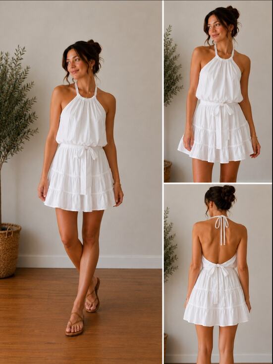 Jill Stuart Dresses & Skirts - Jill Stuart White Halter Mini Dress High Neck Women's Size 8